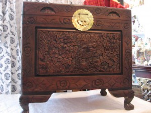 Carved camphor chest