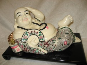 Happy Buddha statues with fan - Image 7