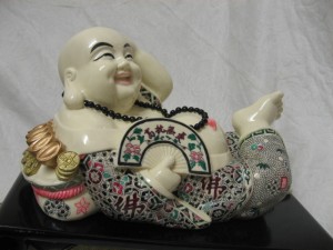 Happy Buddha statues with fan - Image 6